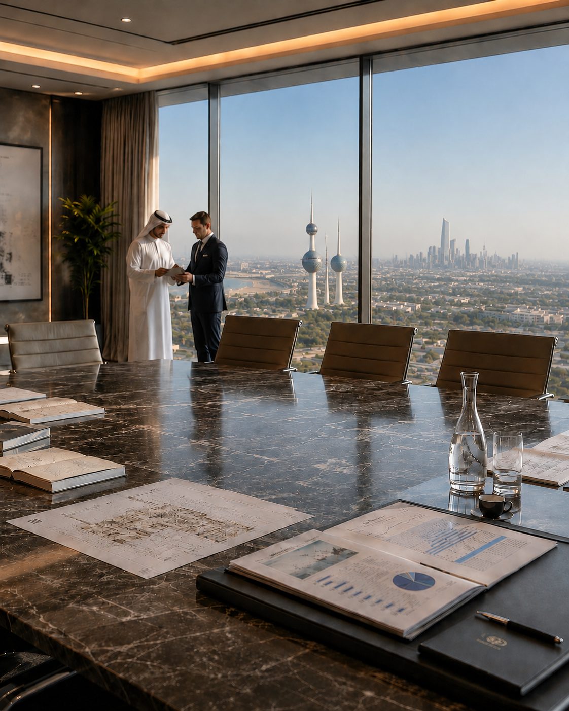 First Qatar leadership team in a boardroom meeting